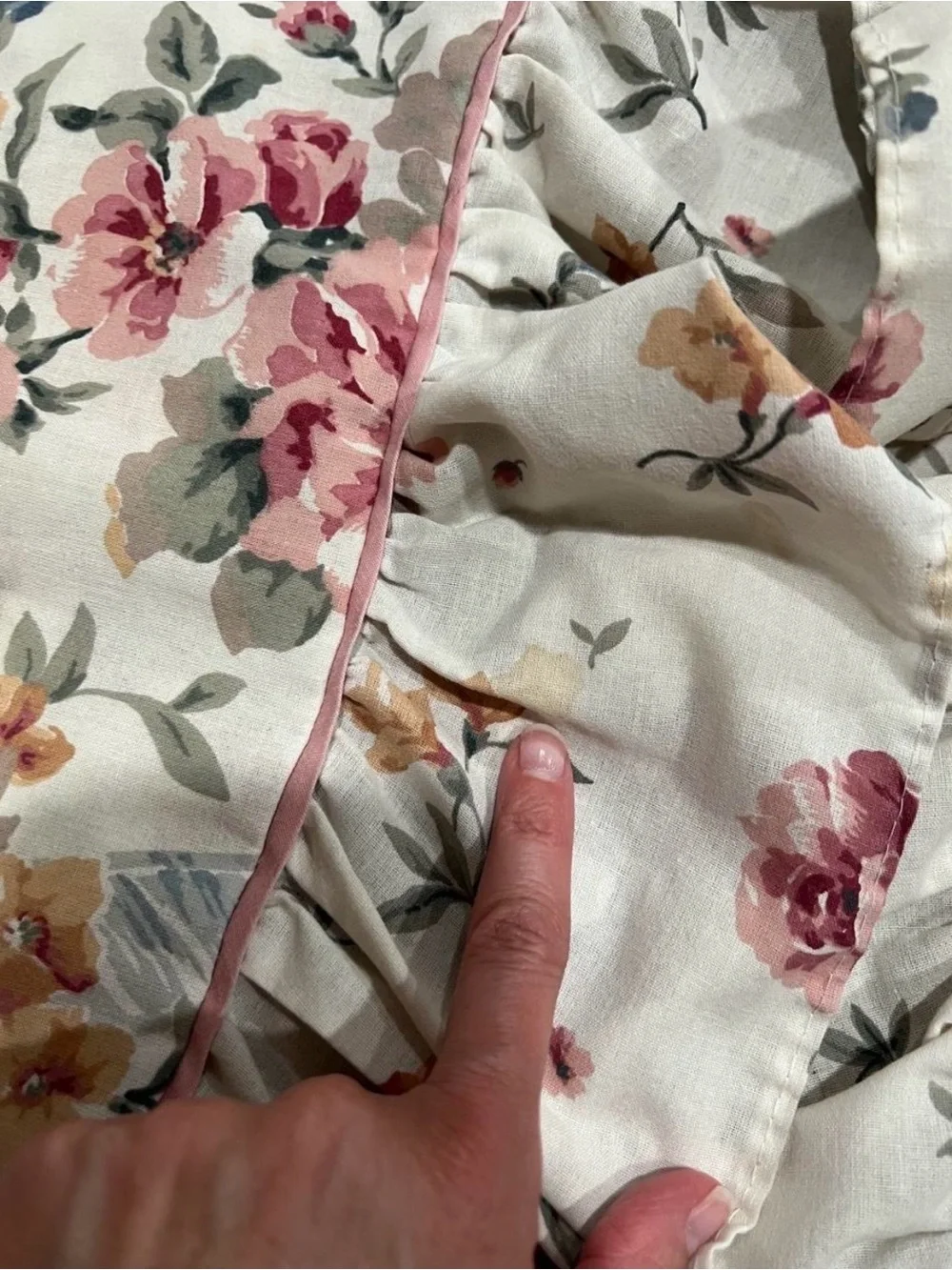 Floral Ruffled Pillow Sham Set in Dusty Rose and Sage
